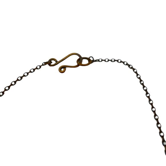 Necklace Handmade Womens Brass Copper Tone S Hook Circular Ring Pendant Chain - Picture 5 of 13